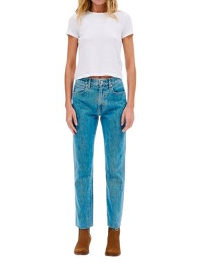 Slvrlake Hero Jeans Pacific Blue Women Size 26 High Rise Straight Leg Frayed New